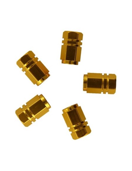 Hexagonal Aluminum Wheel Valve Caps Gold