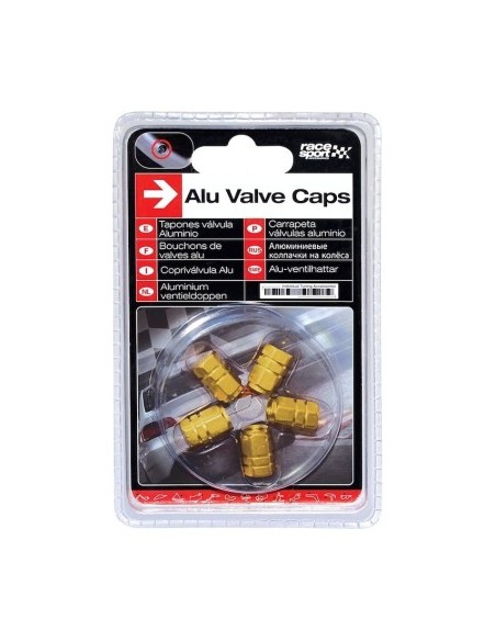 Hexagonal Aluminum Wheel Valve Caps Gold