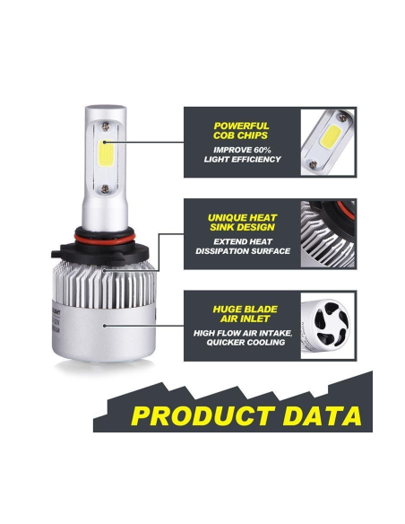 Set of 2 H1 COB Canbus LED Lights, power 72W, brightness 8000 Lm, 12V-24V