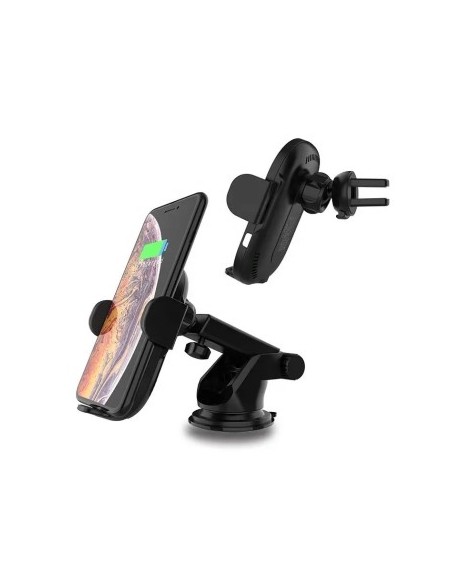 Car Ventilation Grill Mount + 15W Motorized Suction Cup with Wireless Charging Qi Standard Fast Charge Type-C - CWCPH-D5
