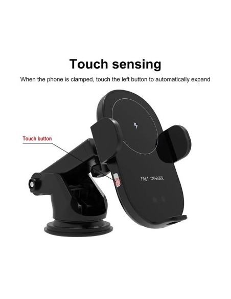 Car Ventilation Grill Mount + 15W Motorized Suction Cup with Wireless Charging Qi Standard Fast Charge Type-C - CWCPH-D5