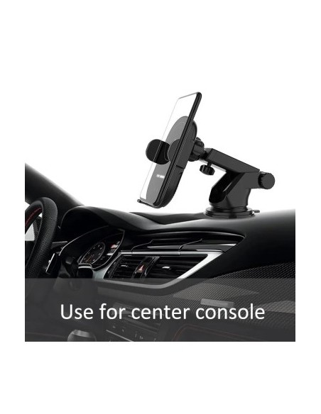 Car Ventilation Grill Mount + 15W Motorized Suction Cup with Wireless Charging Qi Standard Fast Charge Type-C - CWCPH-D5