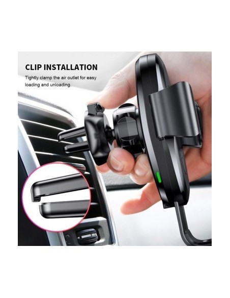 Car holder for ventilation grille + suction cup 10W gravitational with wireless charging Qi Standard Fast Charge Type-C - CWCPH-
