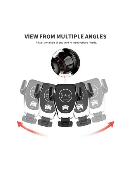 Car holder for ventilation grille + suction cup 10W gravitational with wireless charging Qi Standard Fast Charge Type-C - CWCPH-
