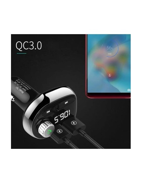 FM Modulator 12-24V Bluetooth 5.0 with car charger function Super Charge 3.0 - T61