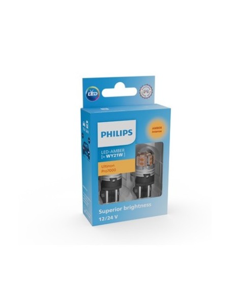 2 db Sárga Autó LED Izzó WY21W Philips Ultinon Pro7000 SL Jelzés 12V/24V