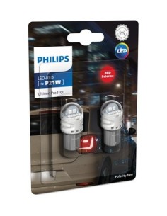Set 2 car bulbs Red P21W Philips Ultinon Pro3100 SL brake...