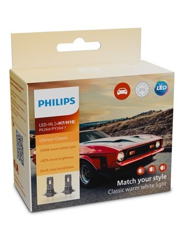 Set of 2 H7/H18 Philips Ultinon Classic 12V LED...
