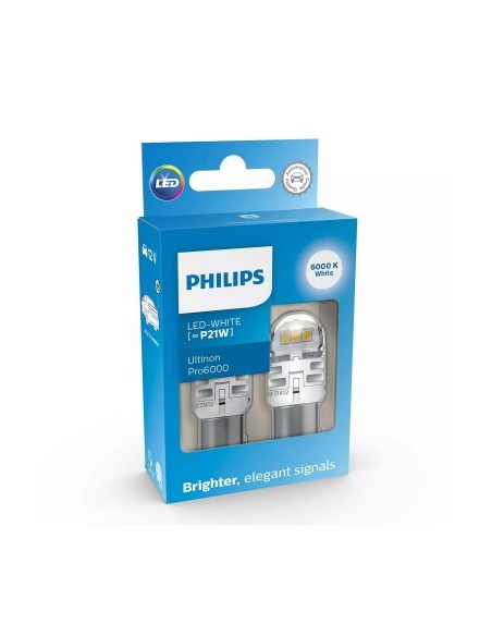 Σετ 2 Βολβοί Βοηθητικοί Με Led 12V P21W Ultinon PRO6000SI Λευκό PHILIPS