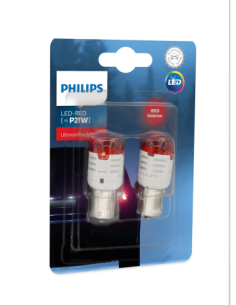 Set 2 Exterior Led Bulbs 12v P21 Red Ba15s Ultinon...