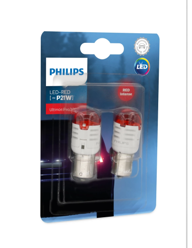 Set 2 Exterior Led Bulbs 12v P21 Red Ba15s...