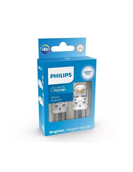 Set 2 Auxiliary LED Bulbs 12V P21W/5W Ultinon PRO6000SI White PHILIPS