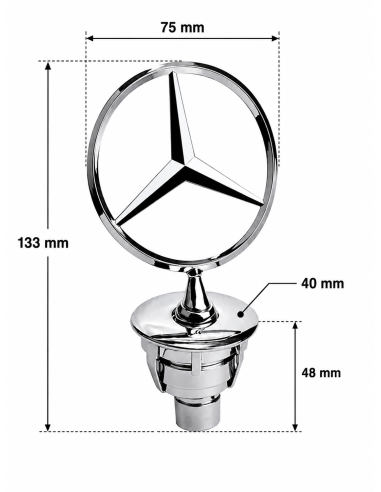 Compatible Mercedes-Benz Hood Emblem, Chrome 3D...