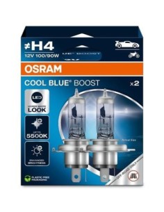 Set of 2 H4 12V 100/90W car bulbs, Osram Cool Blue Boost,...