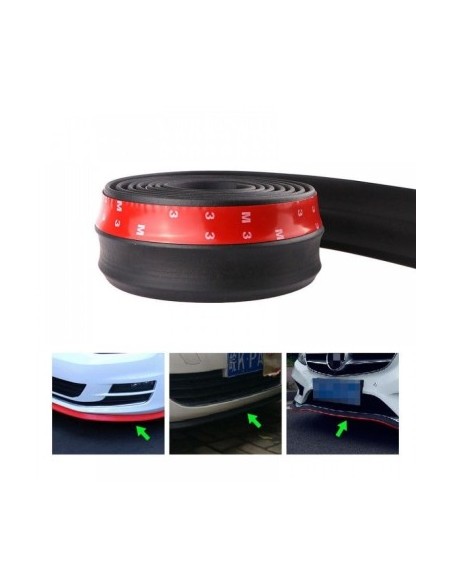 Black rubber extension bar, front, rear or side skirts, 2.5m x 5.5cm