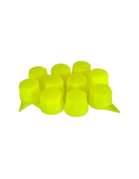 Set of 10 Plastic Caps for Wheel Valve with Indicator 33 mm Neon Yellow 41 mm