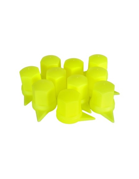 Set of 10 Plastic Caps for Wheel Valve with Indicator 33 mm Neon Yellow 54.5 Mm