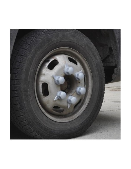 Set of 10 Plastic Caps for Wheel Valve with Indicator 32 mm Gray 41 mm