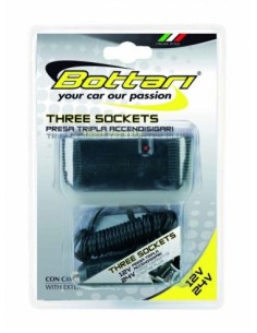 Triple Socket with Extensible Cable 12V/24V Bottari 2