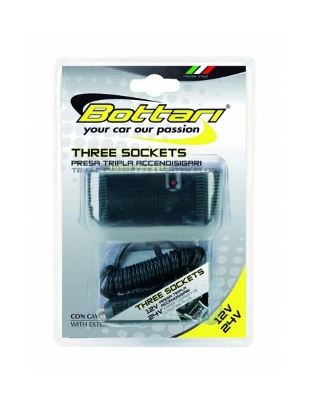 Triple Socket with Extensible Cable 12V/24V Bottari