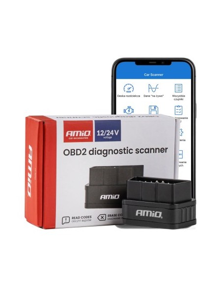 Tester Διάγνωσης Αυτοκινήτου OBD2, Wireless, Κουμπί ON-OFF, Συμβατό με Android IOS, 12-24V, AMiO