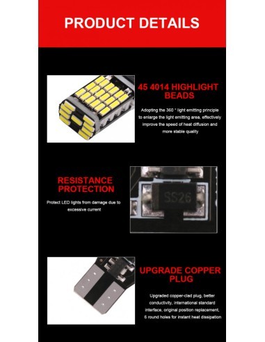 Auto LED Canbus W16W, T15, 45 Smd 4014 12V