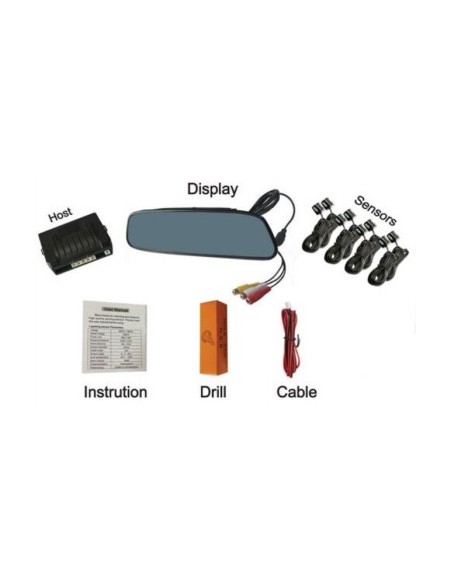 Front and rear parking sensors with 8 sensors and mirror display