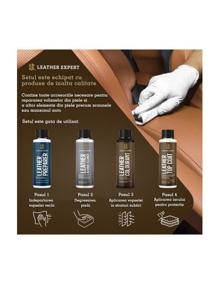 Steering Wheel Repair and Care Set Black LEATHER EXPERT