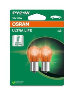 Set 2 car bulbs PY21W, 12V, 21W, OSRAM Ultra Life
