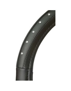 Black Leather Steering Wheel Cover with Diamond Imitation 37-39cm