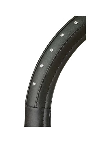 Black Leather Steering Wheel Cover with Diamond...