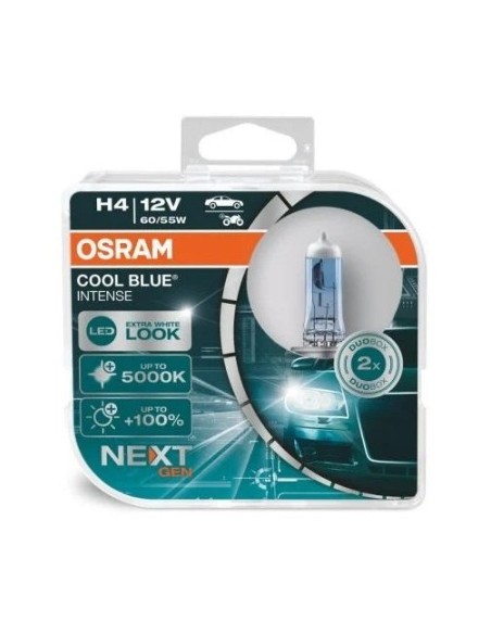 Set of 2 H4 CoolBlue Intense Nex Gen Osram 12V 60/55W Bulbs