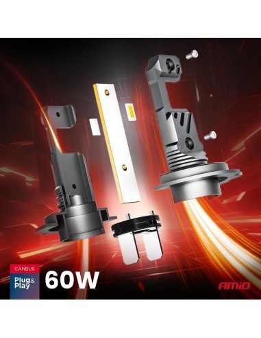 Set of 2 H7, H18 Canbus Car LEDs, 60W, 5600 Lm,...