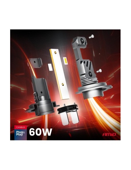 Set of 2 H7, H18 Canbus Car LEDs, 60W, 5600 Lm, 6000k, 12V
