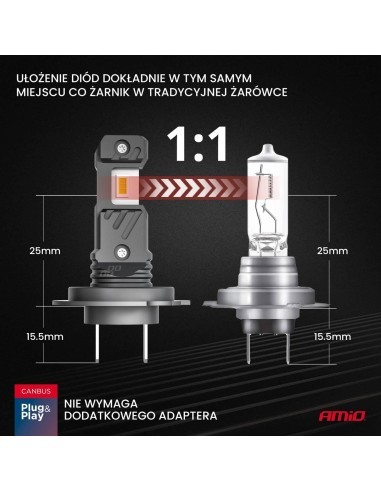 Set of 2 H7, H18 Canbus Car LEDs, 60W, 5600 Lm,...