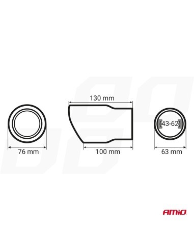 Stainless Steel Exhaust Tip 43-62mm, Length 130mm