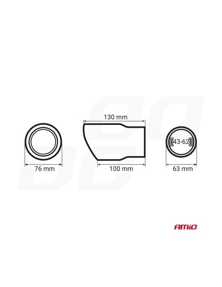 Stainless Steel Exhaust Tip 43-62mm, Length 130mm