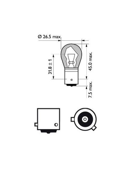 Set of 2 PY21W 12v Philips Signal Bulbs
