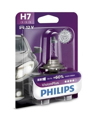 Philips H7 Vision Plus Halogen Car Bulb, +60%,...