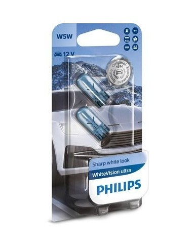 Set of 2 W5W 12V WhiteVision Ultra Philips Bulbs