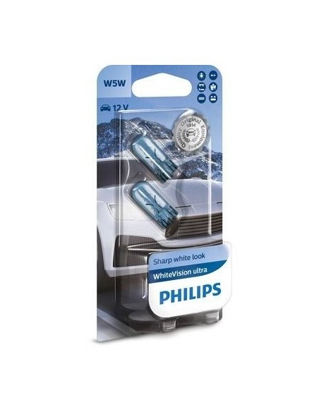 Set of 2 W5W 12V WhiteVision Ultra Philips Bulbs