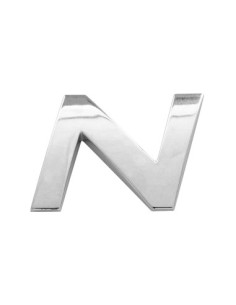3D Car Ornament Letter N 26 MM Chrome