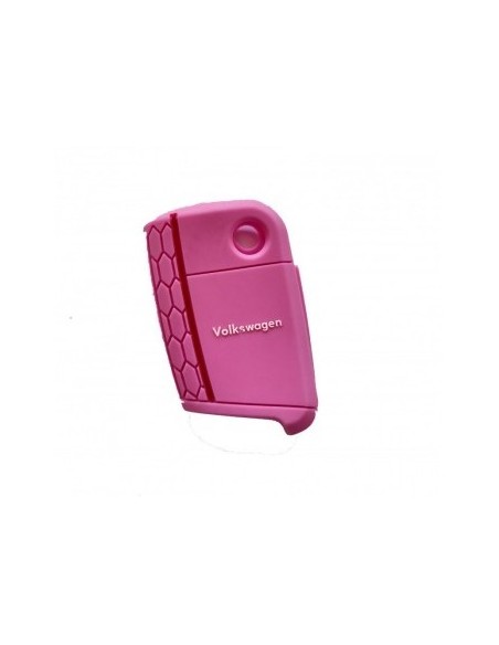 Silicone Key Case for VW Golf 7/ Jetta, Skoda Octavia 2013-, Seat 2013-, with logo -Pink