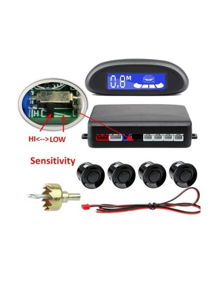 Parking sensors with LED display showing individual readings for each sensor