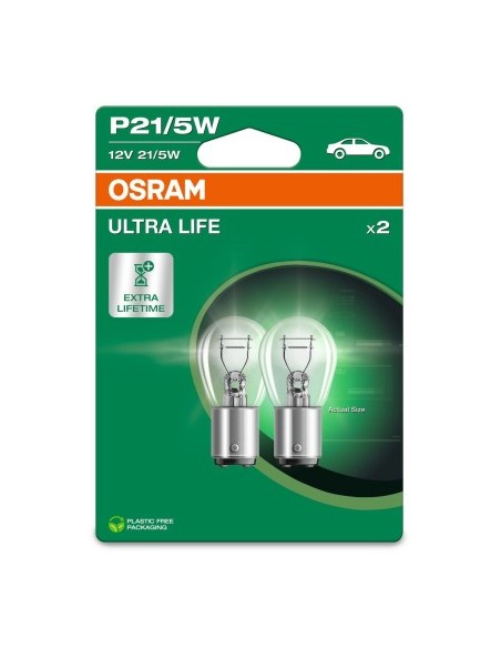 Set of 2 Bulbs P21/5w, 12v, Ultra Life Blister Osram