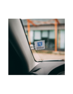 Adhesive car holder for parking tickets and permits, transparent