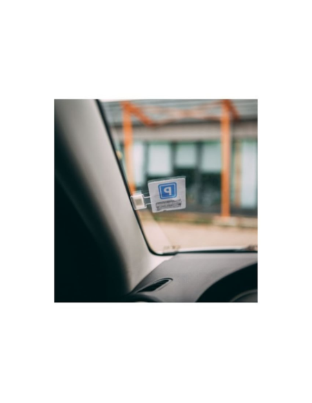 Adhesive car holder for parking tickets and permits, transparent