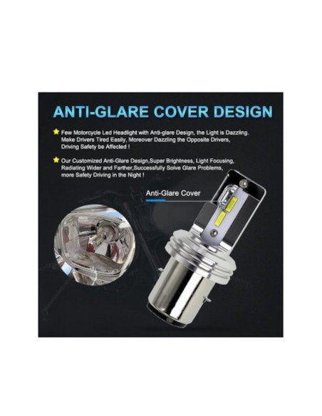 LED Bulb BA20D (H6) for motorcycle, ATV, scooter, power 18W, brightness 1600 Lm, 12V MT2A-H6