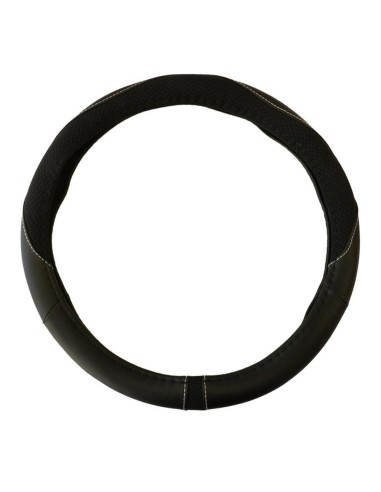 Black Eco-Leather Steering Wheel Cover 37-39 cm