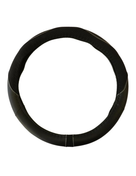 Black Eco-Leather Steering Wheel Cover 37-39 cm